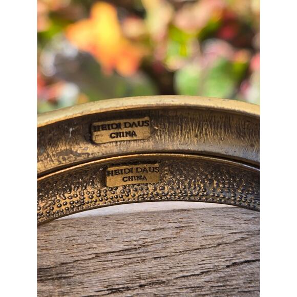 2 Heidi Daus Hinged Bronze Tone Multi Color Swarovski Crystal Bangle Bracelets - Picture 5 of 10